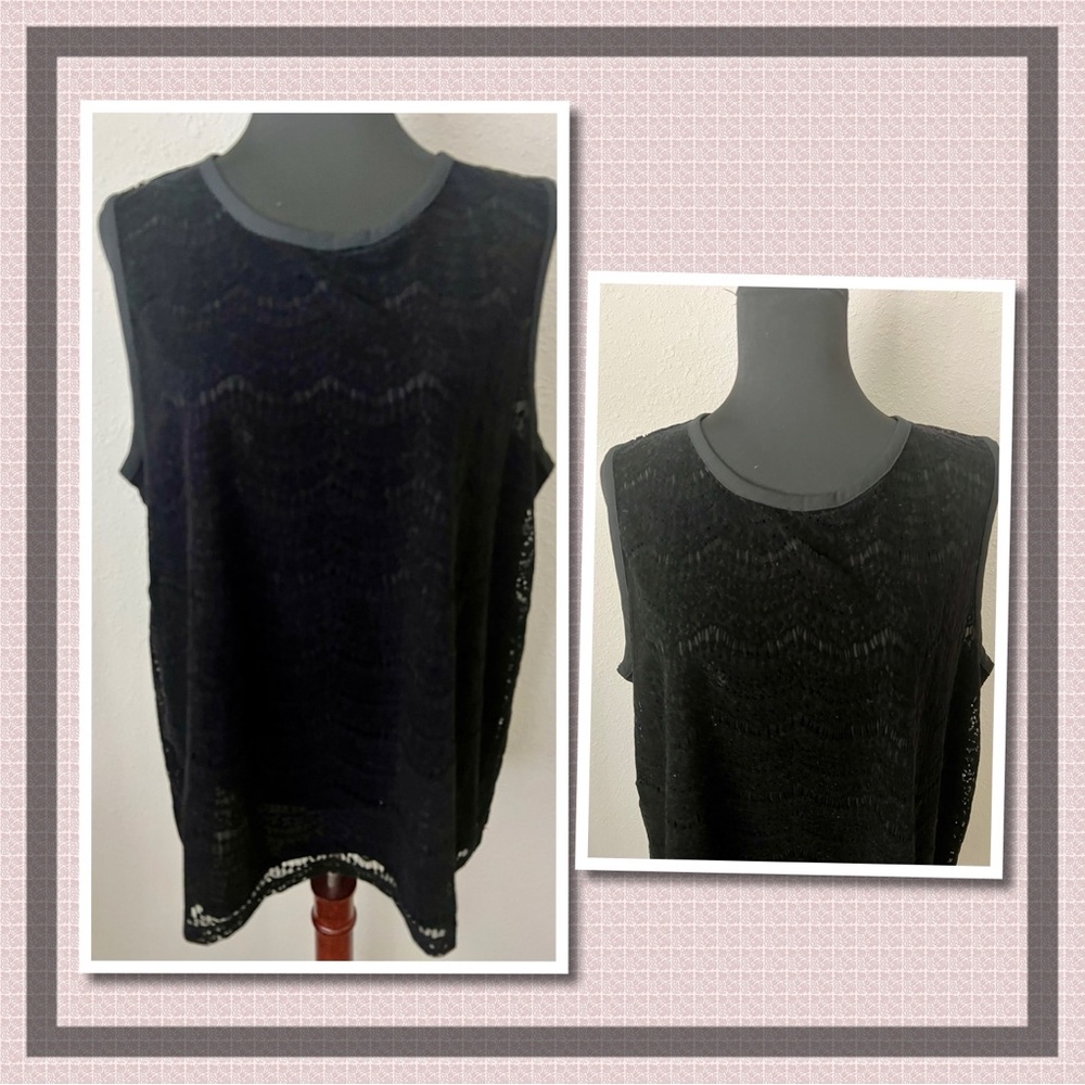 NWT LOFT BLACK VELVETEEN BURNOUT SLEEVELESS TOP SZ XL